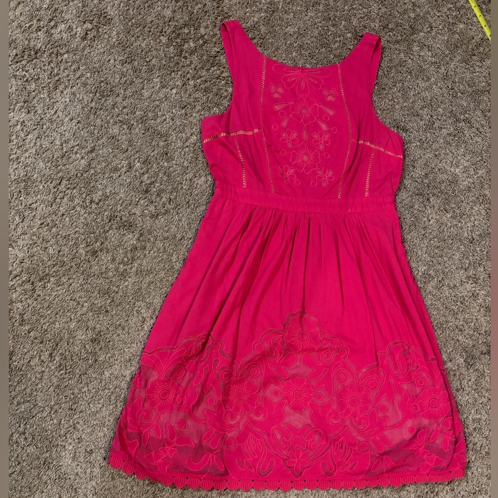 Anthropologie Moulinette Soeurs Dress Womens 8 Rose Pink Sierra Rhododendron - Picture 2 of 12